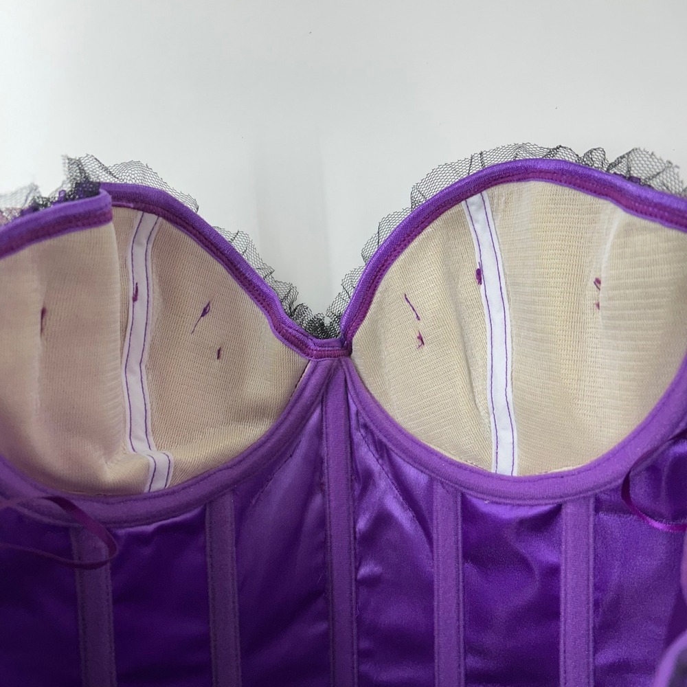 Starline Purple Corset Top Women's‎ Size 34 Small Lace Up Side Zipper Coquette - Picture 9 of 9